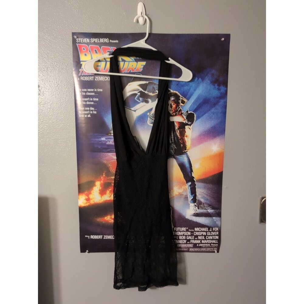 Hustler Hollywood Black Mesh Tie Neck Dress Women's Lingerie Size S